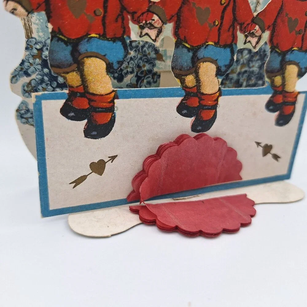 Vintage Valentine Pop Up Card Lovebirds‎ Hearts Children Boys Love Combine Token